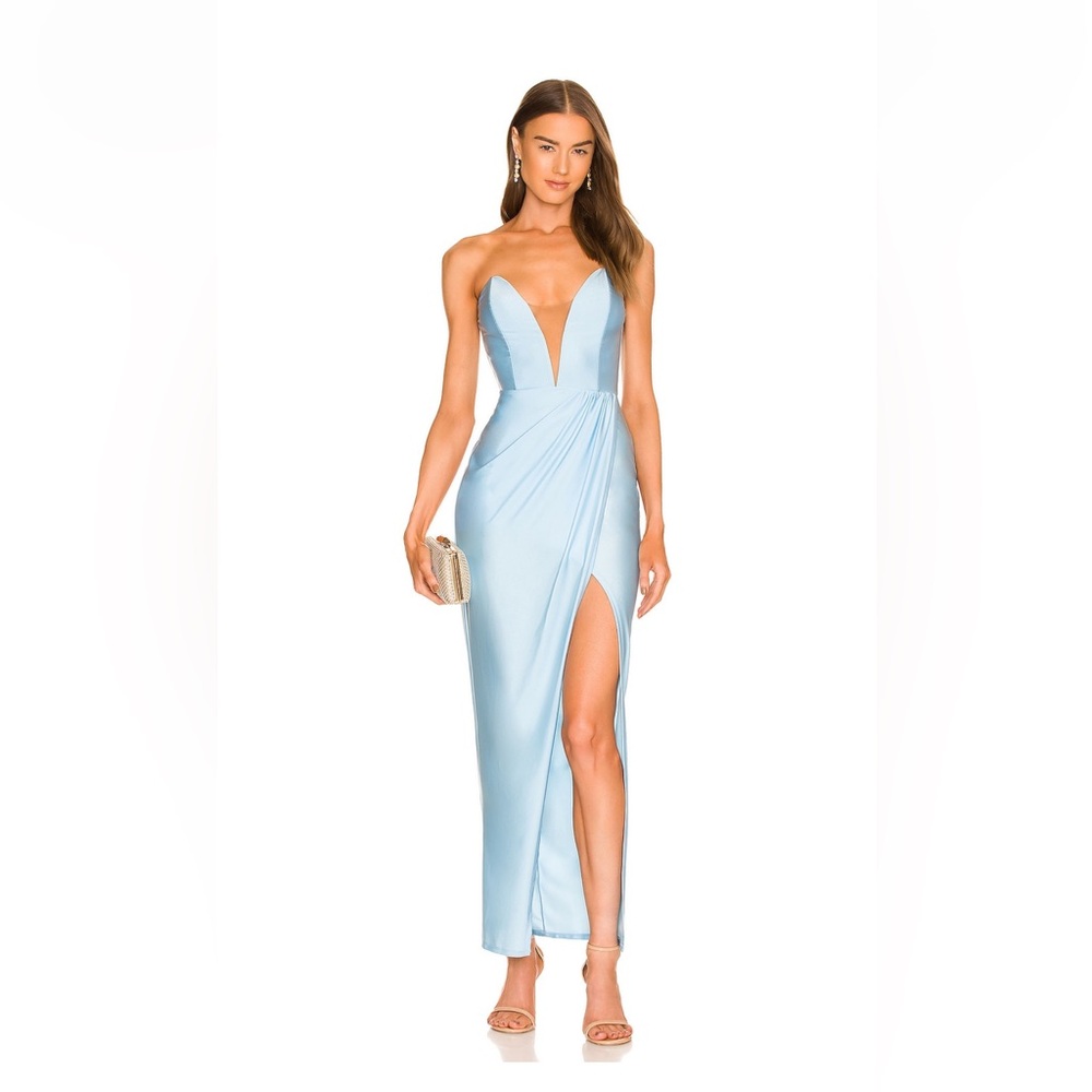 Michael Costello x Revolve Jake gown in baby blue